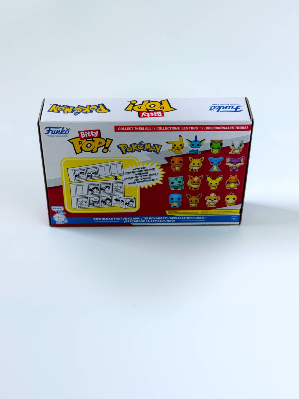 Funko Bitty Pop Pokémon pack 4 figuras vista trasera con colección completa