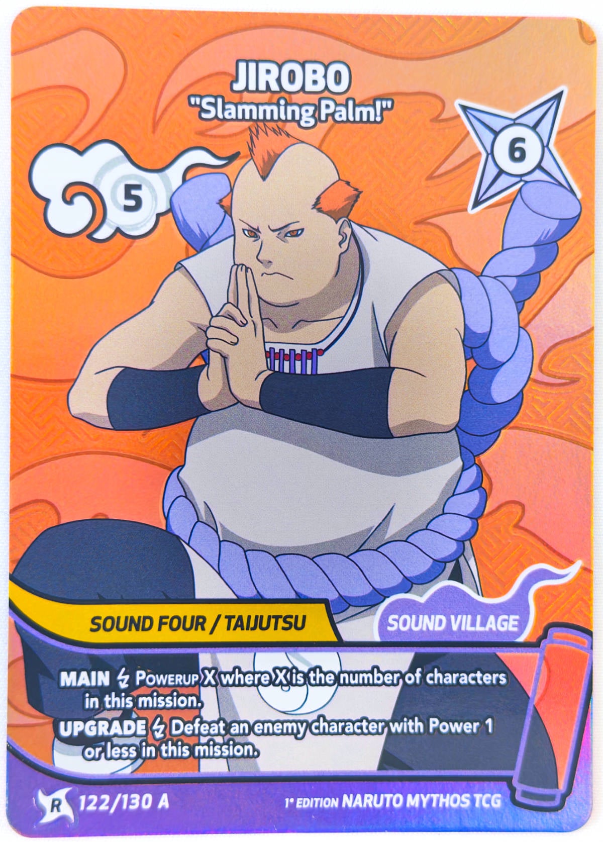 Carta Jirobo Slamming Palm 122/130 A Rare ART Naruto Mythos TCG Konoha Shido
