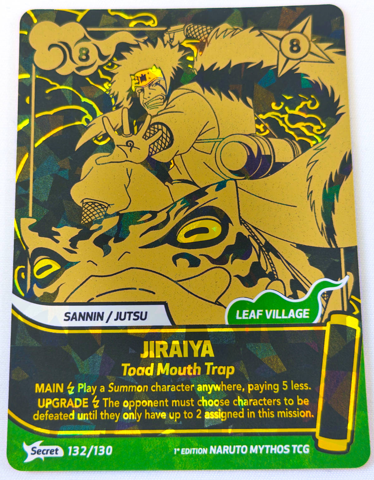 Carta Jiraiya Toad Mouth Trap 132/130 Secret Naruto Mythos TCG Konoha Shido