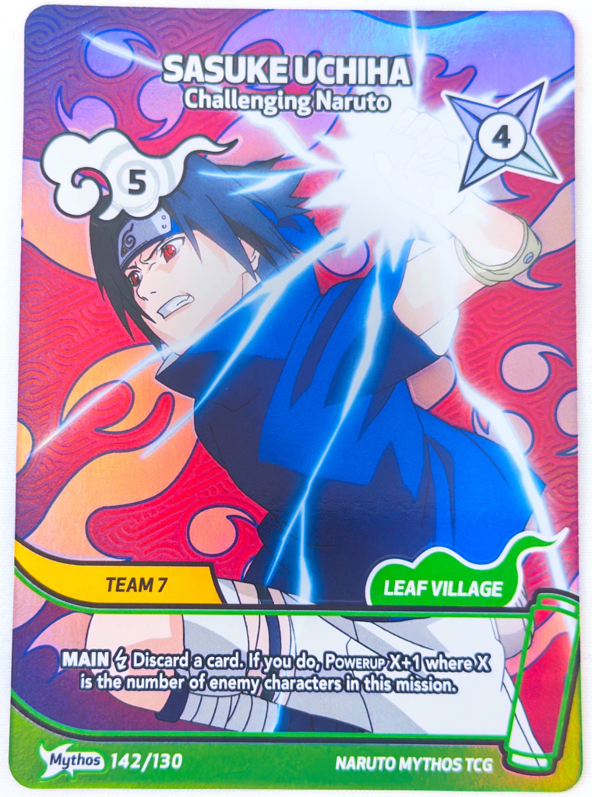 Carta Sasuke Uchiha Challenging Naruto 142/130 Mythos Naruto Mythos TCG Konoha Shido