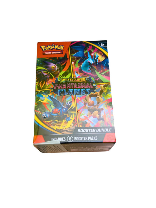 Detalle frontal del Booster Bundle Phantasmal Flames Pokémon TCG en inglés.