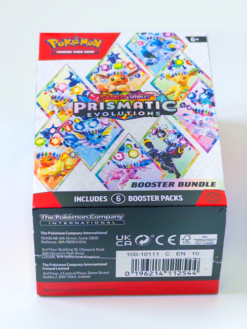 Pokémon Prismatic Evolutions Booster Bundle (EN) vista frontal con diseño del producto