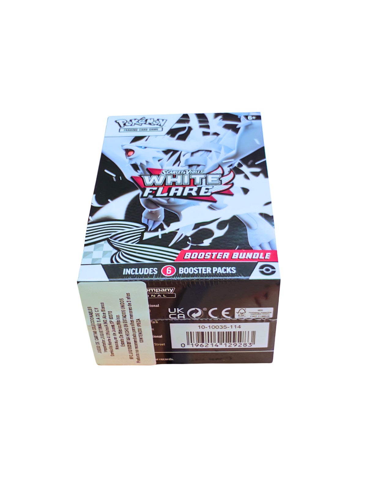 Caja sellada Booster Bundle White Flare de Pokémon TCG con 6 sobres incluidos.