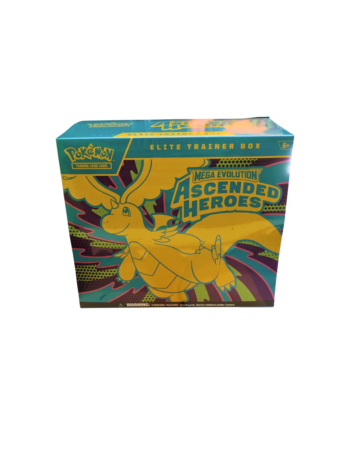 Elite Trainer Box Ascended Heroes Pokémon TCG en inglés, producto sellado visto de frente.