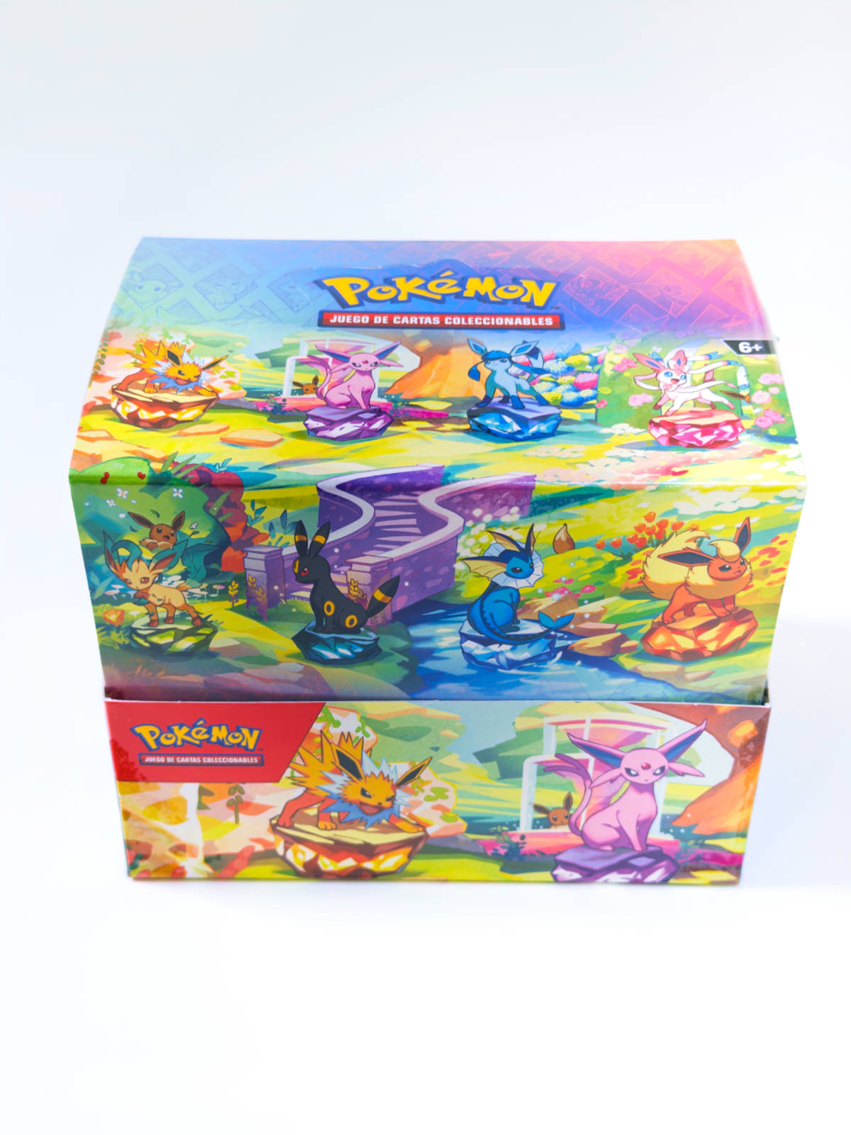 Display de Mini Tins Pokémon Evoluciones Prismáticas en español - vista frontal