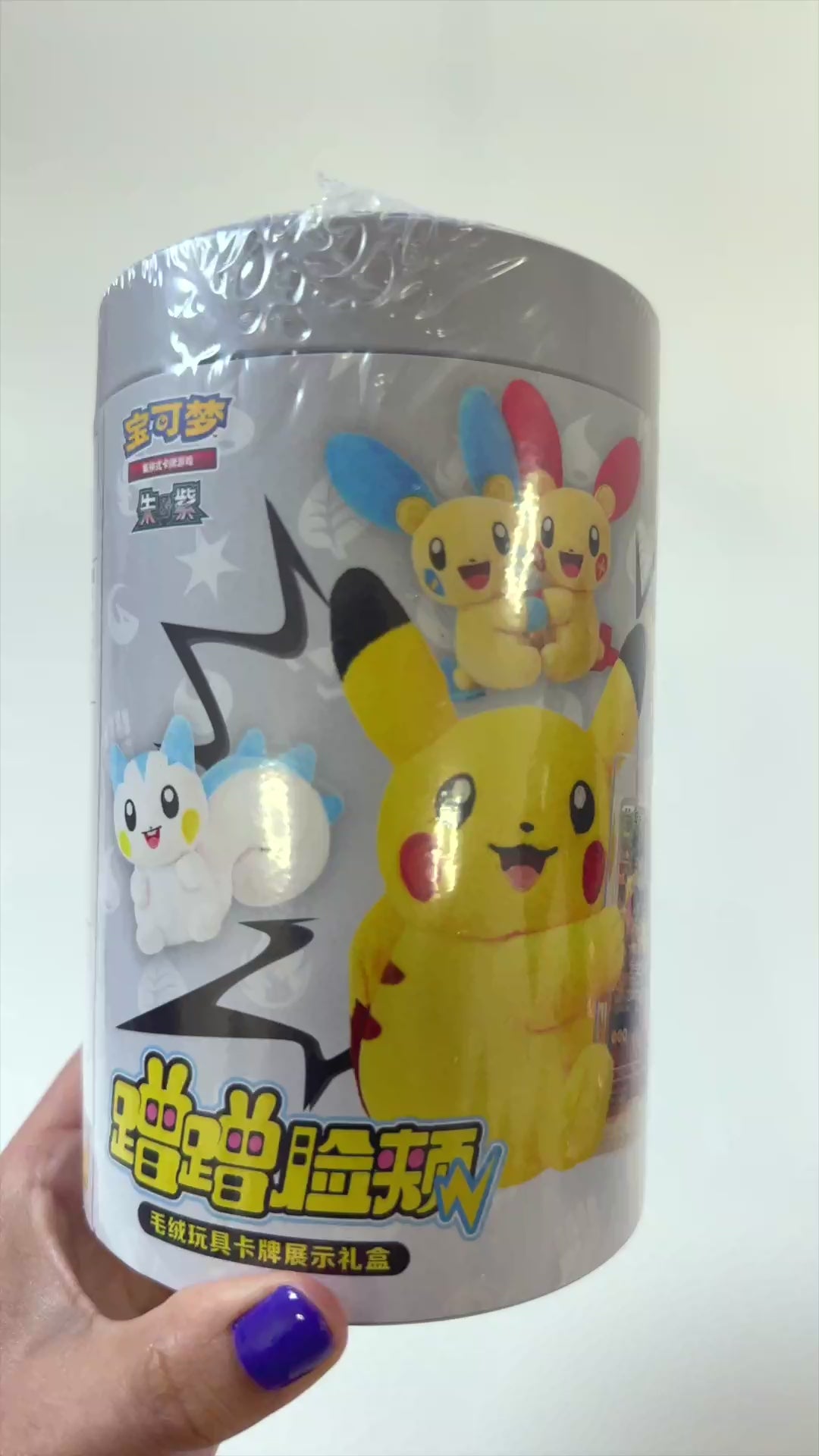 Video del Pokémon Electric Plush Blind Box Tin Chinese (ZH) mostrando el producto desde todos sus ángulos en mano